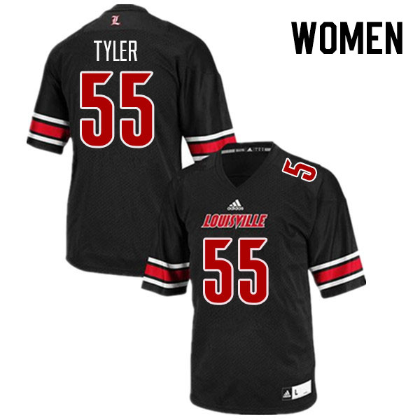 Women #55 Willie Tyler Louisville Cardinals College Football Jerseys Stitched Sale-Black